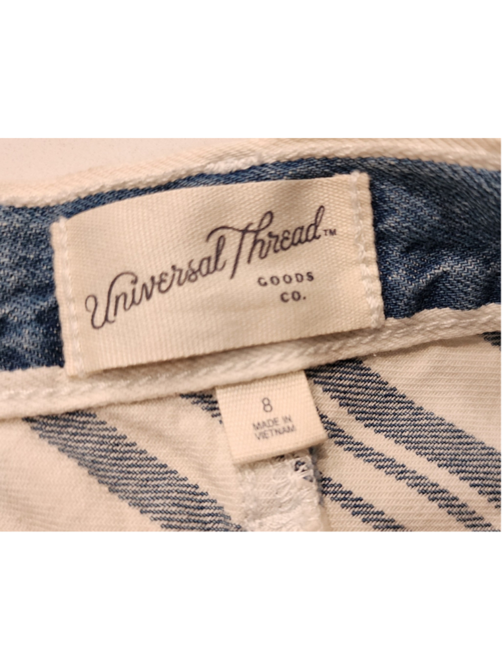 Universal Thread 8 Blue Ivory White Diagonal Stripe Denim Mini Skirt Cool Girl - Picture 4 of 7